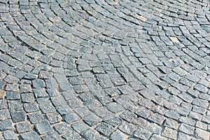 Stone pavement on the sidewalk as an abstract background. Texture