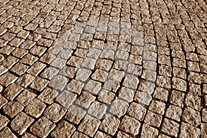 Stone pavement texture in brown tone