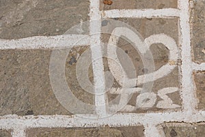 Stone pavement texture, cobblestone pavement close-up, Greece