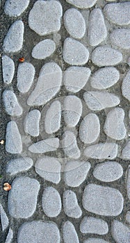 Stone pavement texture. Granite cobblestoned pavement background