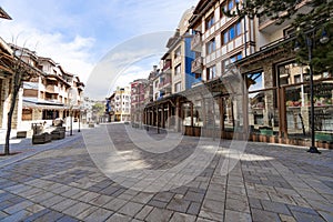 Stone pavement walkway alley street in Bansko