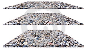 Stone pebbles texture isolated on white background for interior exterior decoration and industrial construction design