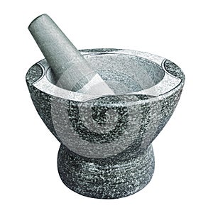 Stone pestle & mortar isolated