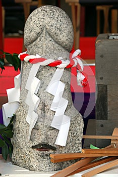 Stone phallus at shinto shrine