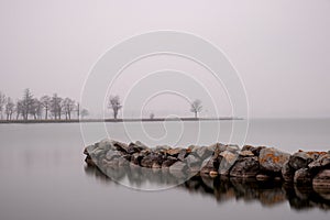 Stone pier in the lake VÃ¤ttern