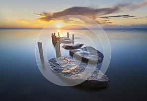 Stone pier on the sea