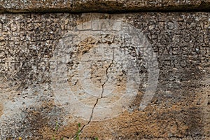 Stone plate with inscriptions in ancient city Hierapolis