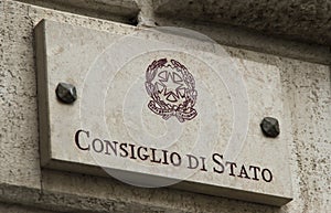 Stone plate of the Italian Consiglio di Stato