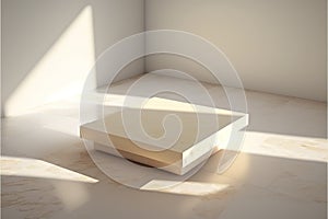 Stone platform with an empty surface in a studio for photoshoots