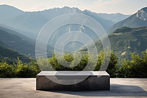 Stone Podium With Mountain View