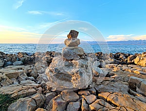 Stone Pyramid on a Seashore