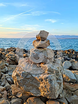 Stone Pyramid on a Seashore