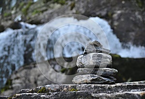 Stone pyramid - symbol of balance, relax, calme photo