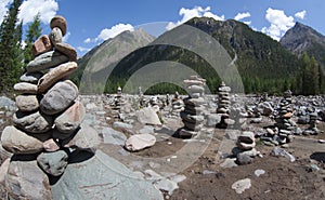 Stone pyramids in Shumak valley