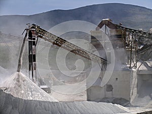 A stone quarry in action