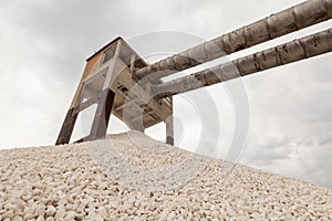 Stone quarry construction.Gravel production. Idustrial background