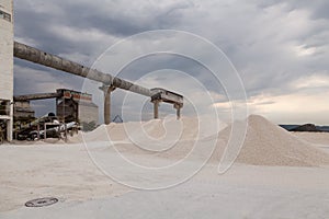 Stone quarry construction.Gravel production. Industrial background