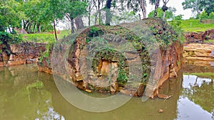 Stone quarry floods small island in the middle