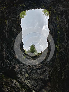 Stone quarry or tunnel, Ruskeala, Mining Park, Quarries, landmark of Russia, Republic of Karelia.