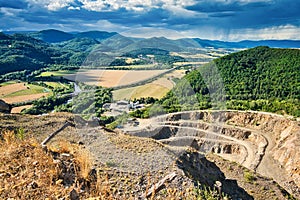 Stone quarry under Sokoli vrch mountain in Stiavnicke vrchy  mountain in Stiavnicke vrchy