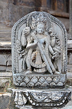 Stone relief, sculpture of Shiva the destroyer. Nepal