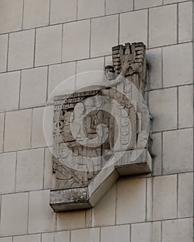 Stone relief on wall in Vienna, with inscription `Austria Erit in Orbe Ultima`. photo