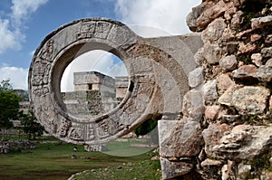 Stone ring for ball games in Uxmal, Yucatan photo