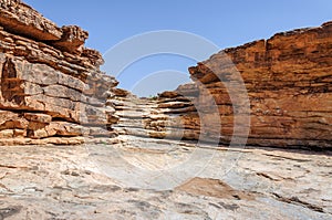 Stone river and waterfall in the dry season, Draa