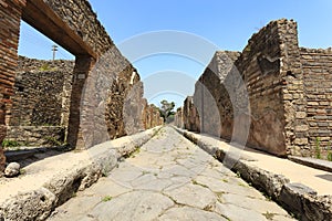 Stone road of Pompeii ruins