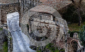 Stone road in rural village of Spain photo