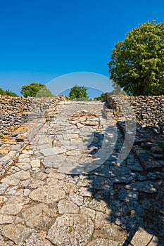 Stone road in Troy ancient city in Canakkale Turkiye photo