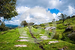 Stone Roadway across Bodmin Moor in the UK