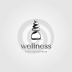 Stone rock balancing logo spa wellness vector emblem illustration design