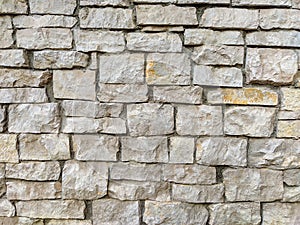 Stone rock brick tiles stacked and making an interesting natural looking facade wall for exterior of a building or house