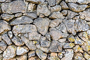 Stone rock fence or gabion wall texture. photo