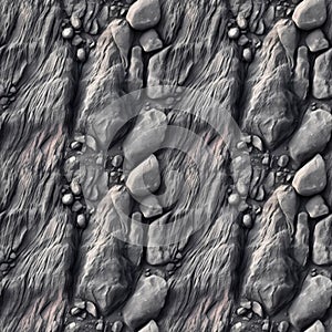 Stone rock texture of wall seamless pattern design. Surface rock gray background. Cement concrete backdrop.