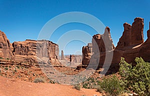 Stone rocks in the Arches National Park, Utah. Desert Southwest USA