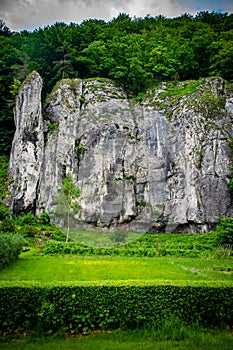 stone rocks in a green park, nature beautifying the landscape