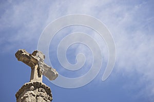 Stone rood with blue sky