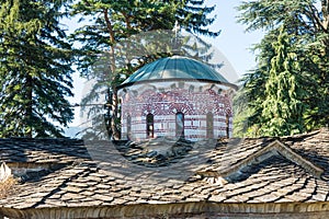Stone roof and dome pattern of the main temple in the Troyan Monastery, Bulgaria