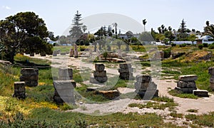 Stone ruins of ancient Carthage Punic Ports in Tunisia photo