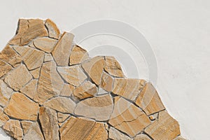 Stone sample rough mountain rock solid object white light wall pattern background empty space blank abstract