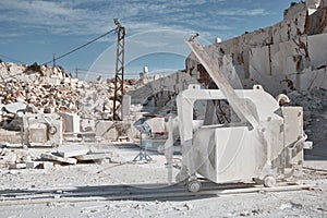 Stone sawing machines at marble quarry