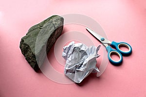 Stone scissors paper children`s game for leadership