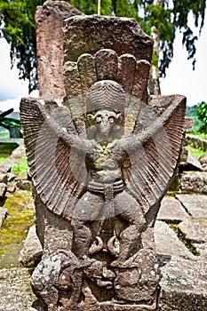 Stone sculpture in ancient Candi Sukuh on Java, Indonesia