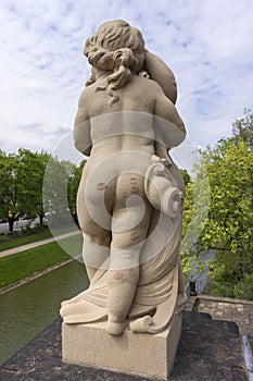 Stone sculpture with lipstick prints in Zwinger