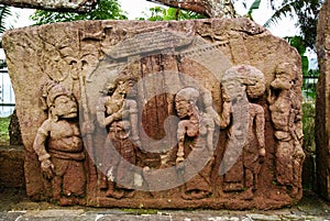 Stone sculpture and relief in Sukuh Temple