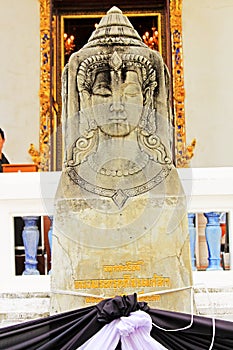 Stone Sculpture In Wat Pathum Wanaram, Bangkok, Thailand