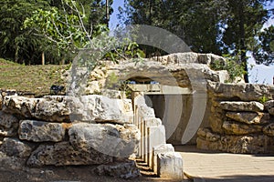 Stone sculptures at the entrance to the Children`s Memorial at the Yad Vashem Holocaust Museum in Jerusalem Israel