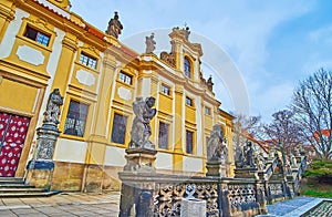 Stone sculptures in front of Loreta, Hradcany, Prague, Czech Republic